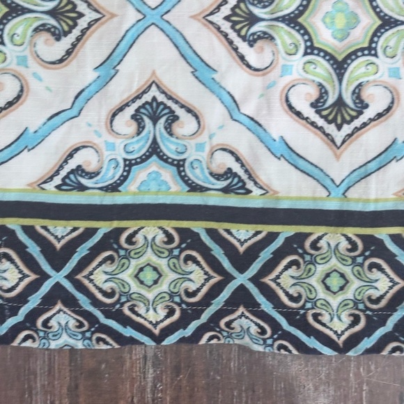 Chico's Graphic White and Blue Tunic with Mandarin Collar - Picture 5 of 10